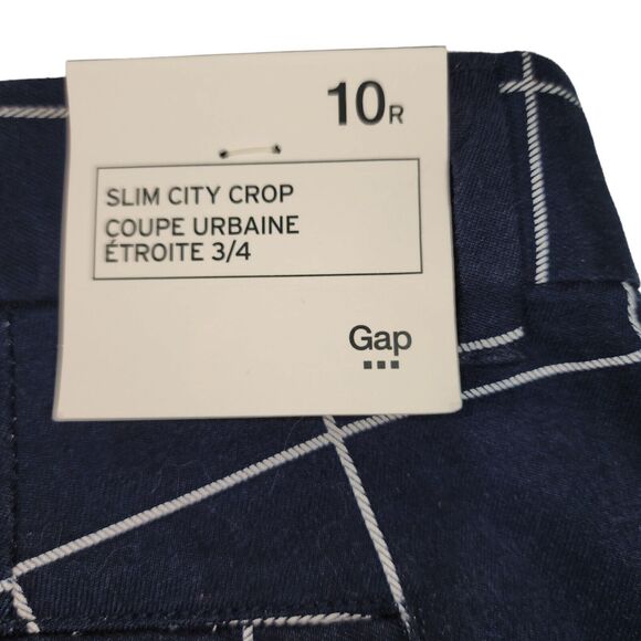 GAP Slim City Crop Pants Cotton Blend Womens Size 10 Blue and White Window Pain - Picture 8 of 9